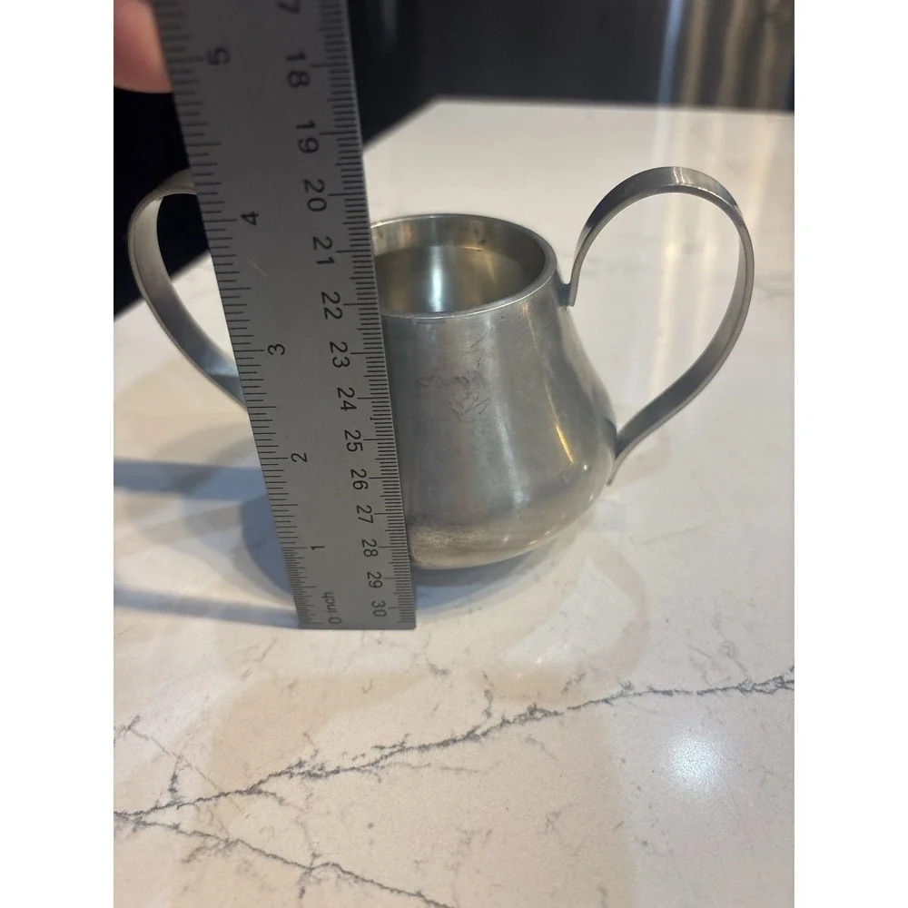 Pewter Sugar Bowl Creamer Two Handled Cup Serving